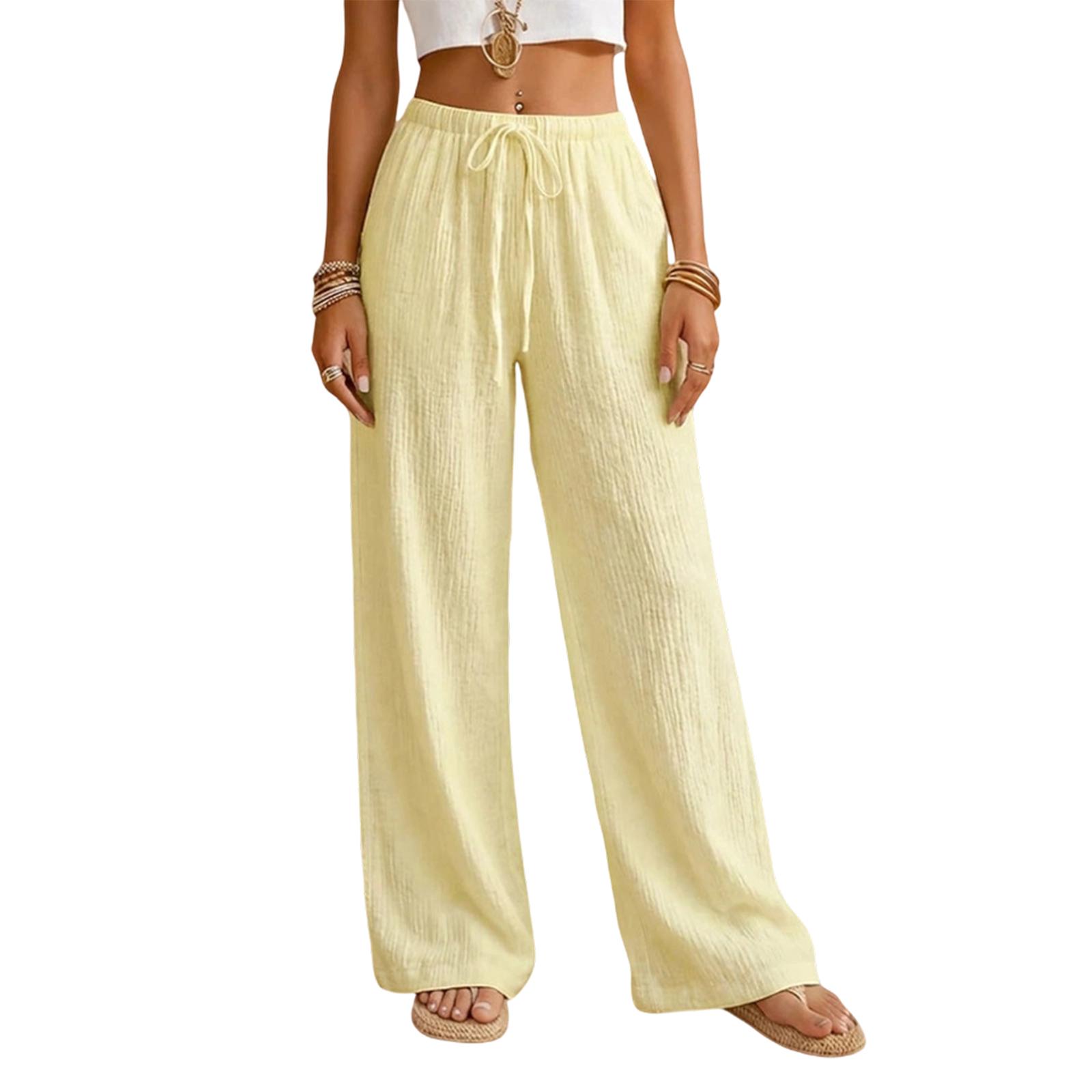 Women s Fashion Loose Straight Drawstring Pocket Casual Pants M жовтий
Women s Fashion Loose Straight Drawstring Pocket Casual Pants M жовтий