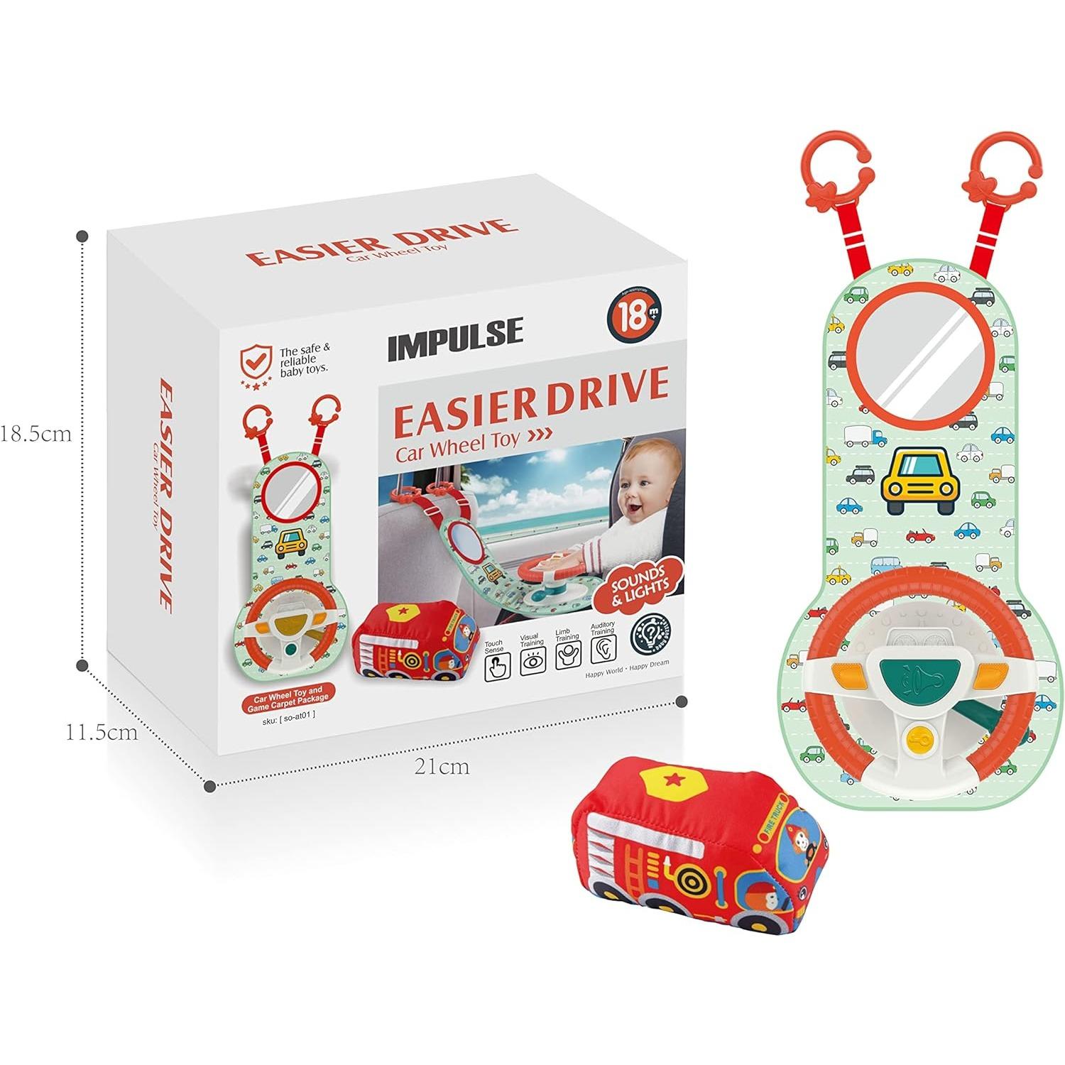 Активная игра Детский руль для автомобиля, зеркальное сиденье Автомобильная игрушка Рулевое колесо Игрушка для малышей Шуршание глины Детские игры Матовый развлекательный автомобиль Поездка 64*20cm зелёный/красный