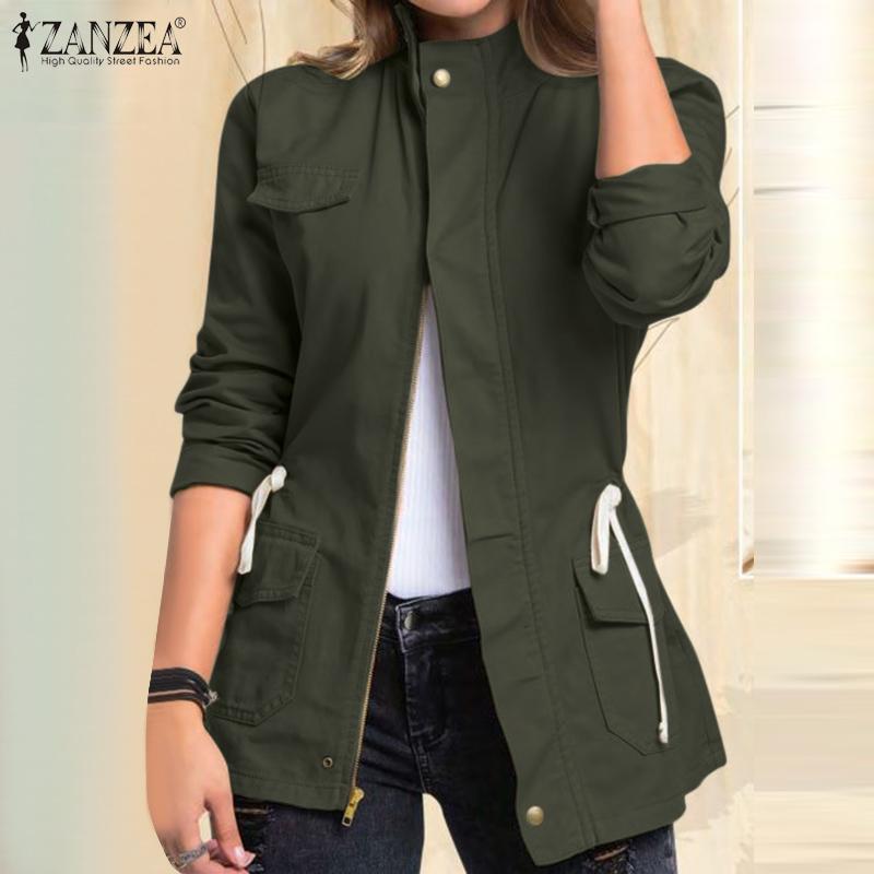 ZANZEA Женская повседневная весенняя куртка с воротником-стойкой и длинными рукавами
ZANZEA Женская повседневная весенняя куртка с воротником-стойкой и длинными рукавами