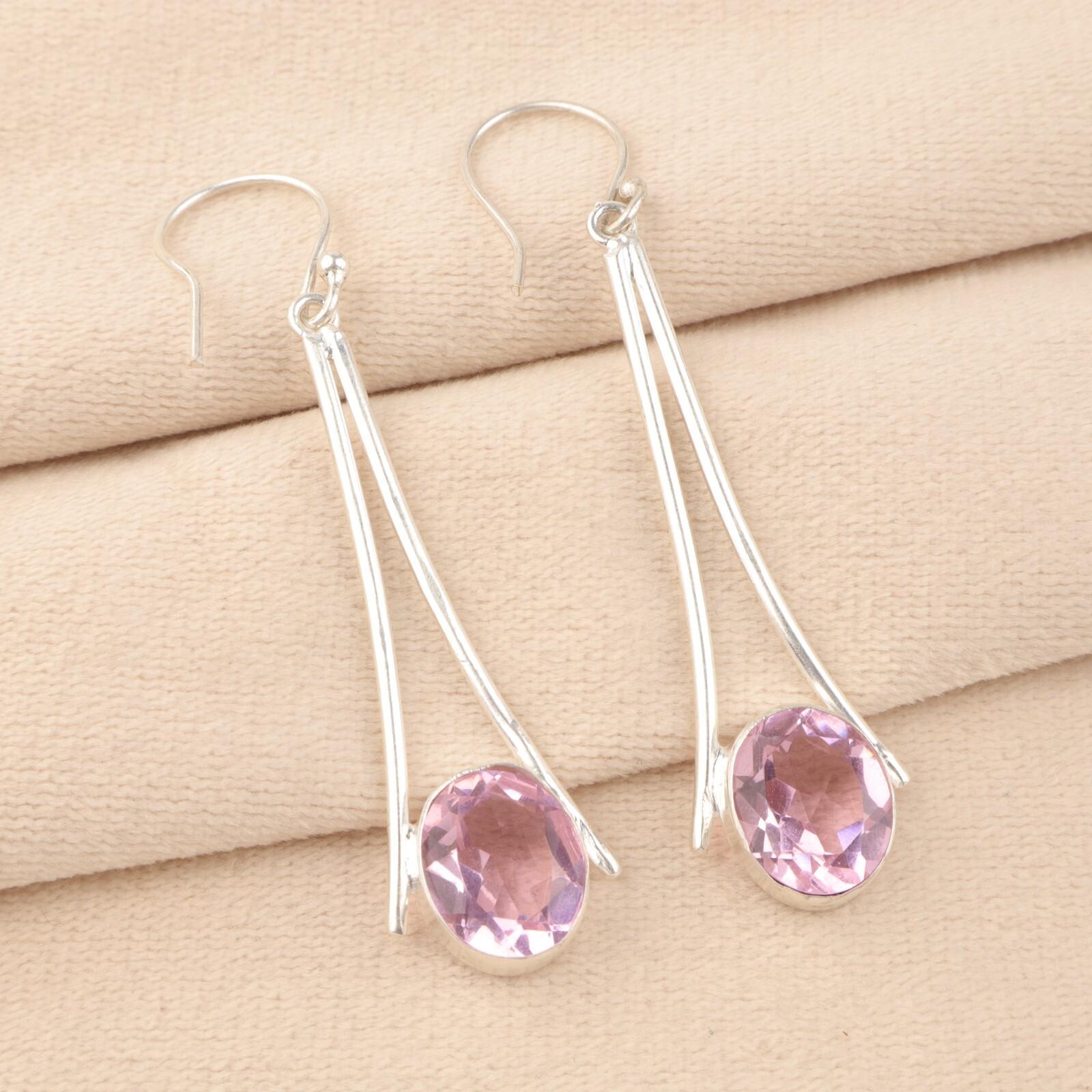 Natural Morganite Gemstone 925 Sterling Silver Handcrafted Dangle Earrings 2.63 EE-136-6
Natural Morganite Gemstone 925 Sterling Silver Handcrafted Dangle Earrings 2.63 EE-136-6