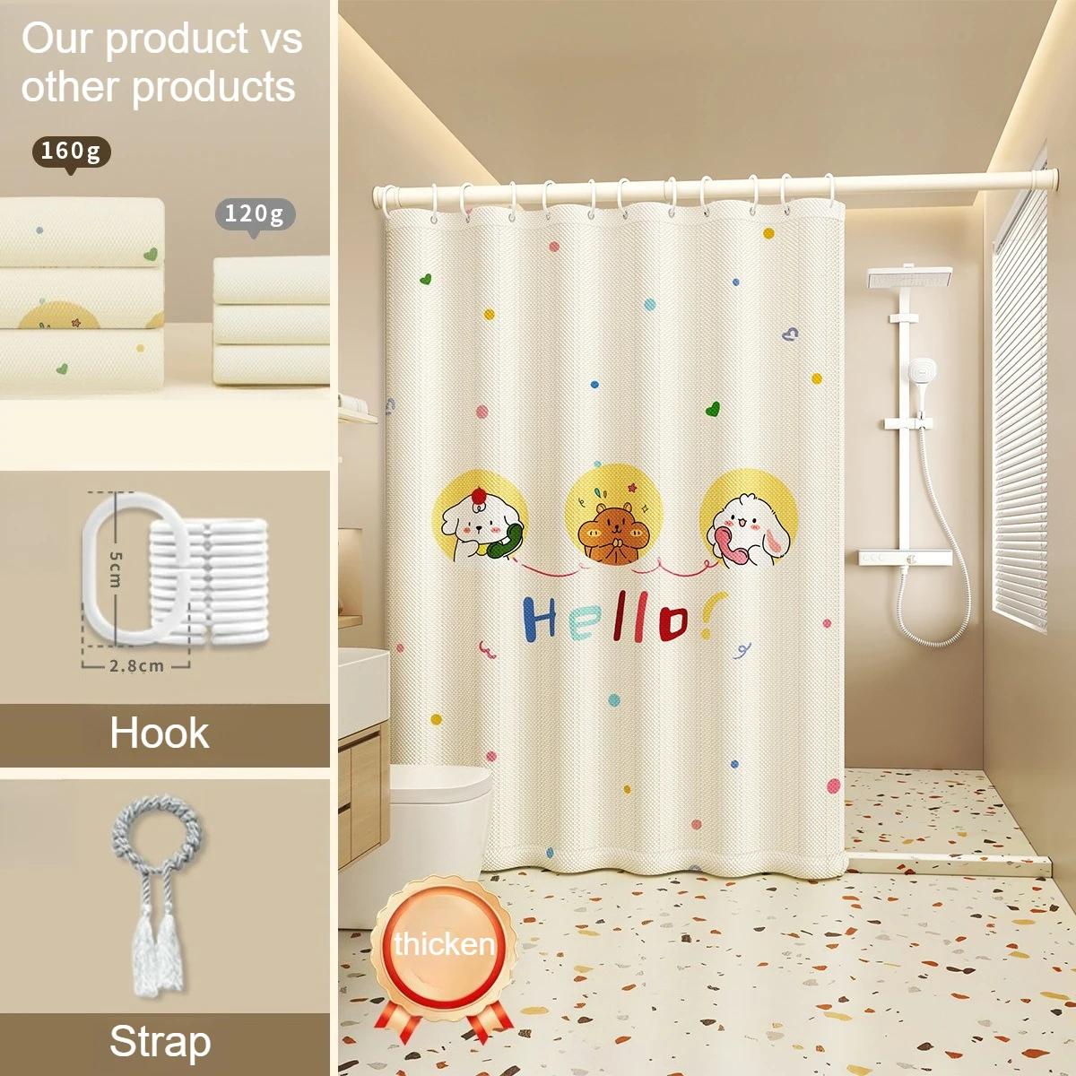 Ultra Thick Vertical Shower Curtain with Waterproof Antibacterial Coating Bathroom Privacy Cover Curtain Comes with Accessories W80xH180cm
Ultra Thick Vertical Shower Curtain with Waterproof Antibacterial Coating Bathroom Privacy Cover Curtain Comes with Accessories W80xH180cm