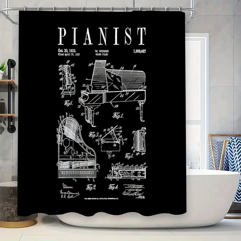 Vintage Piano Diagram Shower Curtain Rustic Music Room Decor Washable Bathroom Curtains Wall Art Home Decor Gift W60H190(CM)-1 Pcs
Vintage Piano Diagram Shower Curtain Rustic Music Room Decor Washable Bathroom Curtains Wall Art Home Decor Gift W60H190(CM)-1 Pcs