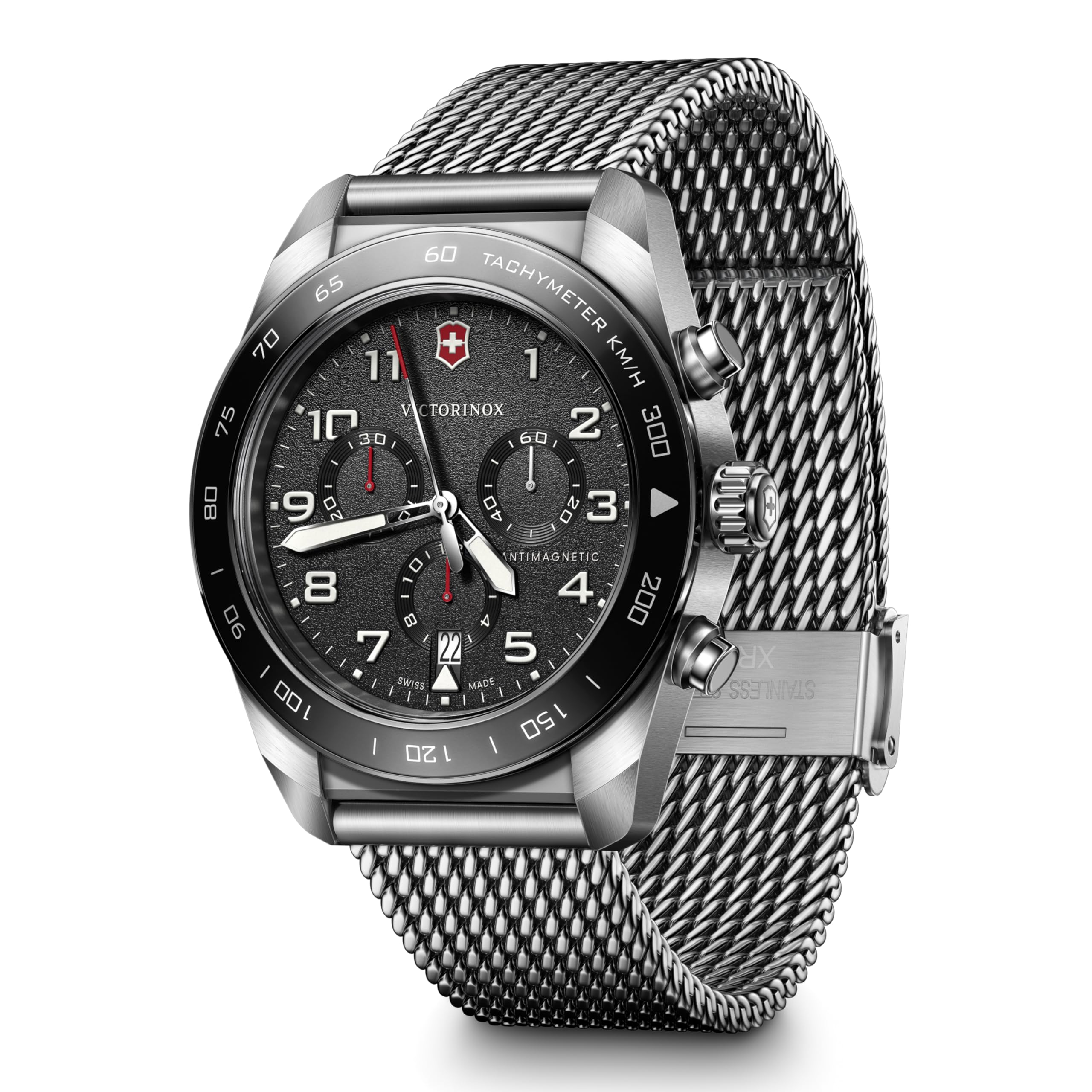 VICTORINOX SWISS ARMY Black Mesh Stainless Steel Case Strap 5 Year Black 242048 Watch, Chronograph, Analog, Waterproof, Men s, Quartz, Dial, Bracelet,
VICTORINOX SWISS ARMY Black Mesh Stainless Steel Case Strap 5 Year Black 242048 Watch, Chronograph, Analog, Waterproof, Men s, Quartz, Dial, Bracelet,