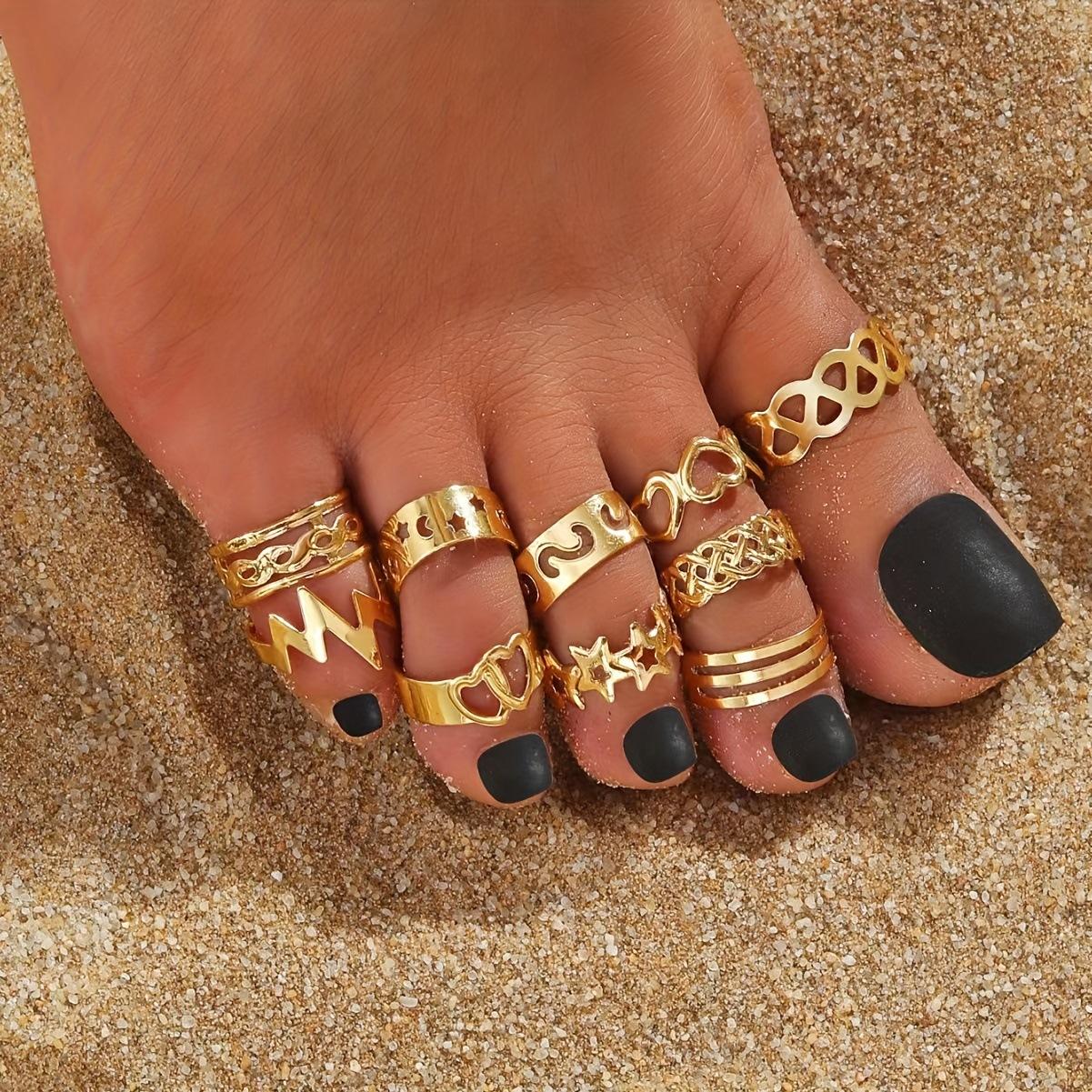 Alloy Star Moon Open Foot Ring Set Retro Geometric Hollow Adjustable Beach Ring Foot Ring
Alloy Star Moon Open Foot Ring Set Retro Geometric Hollow Adjustable Beach Ring Foot Ring