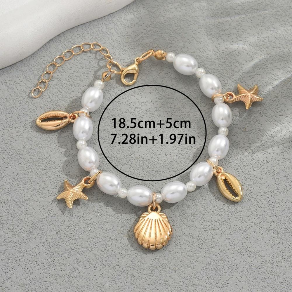 New Trendy Shell Starfish Coin Imitation Pearl Chain Bracelets for Women Gold Color Metal Charms Bracelet Statement Jewelry 23.5cm
New Trendy Shell Starfish Coin Imitation Pearl Chain Bracelets for Women Gold Color Metal Charms Bracelet Statement Jewelry 23.5cm