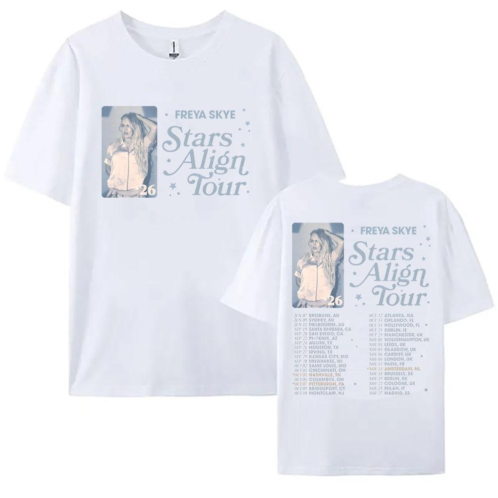 Freya Skye Stars Align Tour 2026 T-shirt Cotton Short Sleeve Loose Women Tees Singer Fashion Design Graphic Tshirts Print Merch M білий
Freya Skye Stars Align Tour 2026 T-shirt Cotton Short Sleeve Loose Women Tees Singer Fashion Design Graphic Tshirts Print Merch M білий