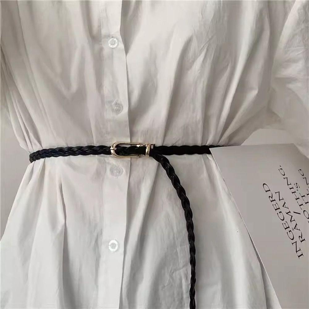 Jeans Decor Weave Belt Metal Buckle PU Leather Waistband Elegant Thin Belt Party вина червоного кольору
Jeans Decor Weave Belt Metal Buckle PU Leather Waistband Elegant Thin Belt Party вина червоного кольору