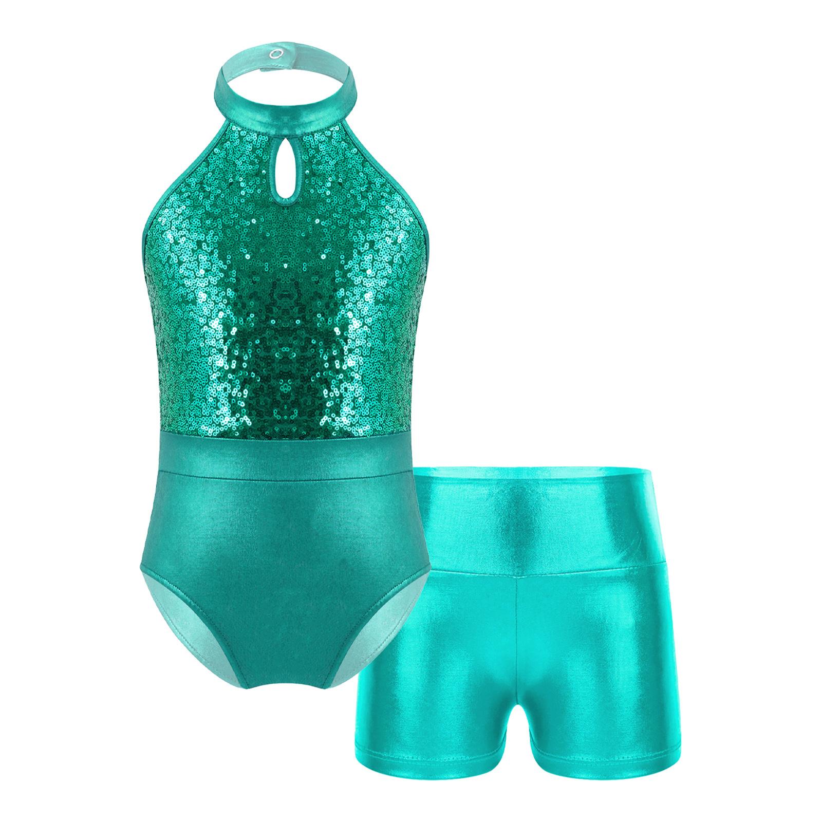 Дитячий гімнастичний костюм без рукавів халтер з паєтковою нашивкою печворк леотард металеві шорти з високою посадкою комплект для танцювального виступу 13-14 Years
Дитячий гімнастичний костюм без рукавів халтер з паєтковою нашивкою печворк леотард металеві шорти з високою посадкою комплект для танцювального виступу 13-14 Years