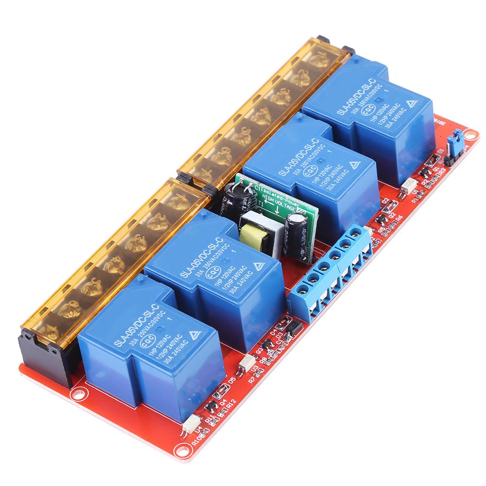 AC 100 250V 30A 4 Channel Relay High Low Level Trigger Module
AC 100 250V 30A 4 Channel Relay High Low Level Trigger Module