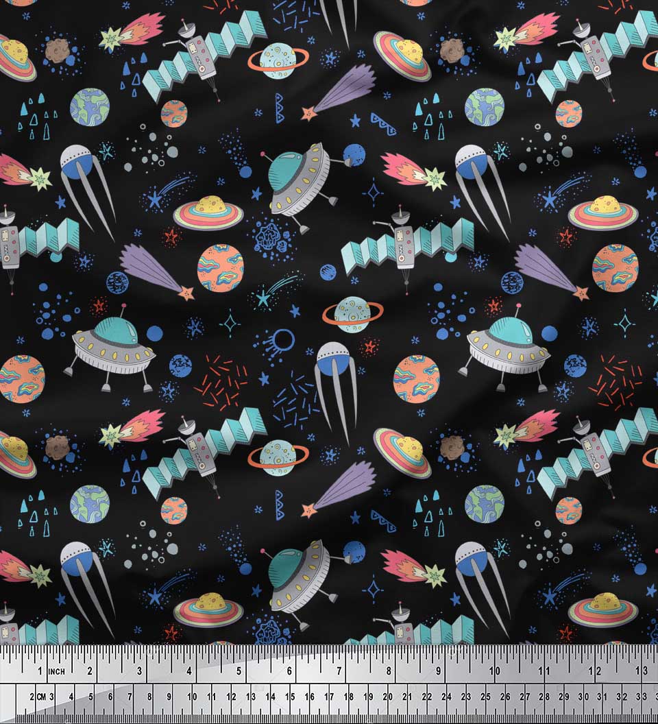 Soimoi Black Japan Crepe Satin Ткань Спутник и планета Galaxy Декор Ткань с принтом метр 42 дюйма 42 Inch Wide - Poly Crepe чёрный
Soimoi Black Japan Crepe Satin Ткань Спутник и планета Galaxy Декор Ткань с принтом метр 42 дюйма 42 Inch Wide - Poly Crepe чёрный