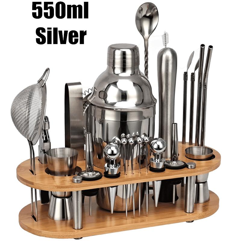 23 Pcs Complete Bartender Kit Stainless Steel Cocktail Shaker Set With Wooden Stand For Home Bar Party Drink Making 550 ML
23 Pcs Complete Bartender Kit Stainless Steel Cocktail Shaker Set With Wooden Stand For Home Bar Party Drink Making 550 ML