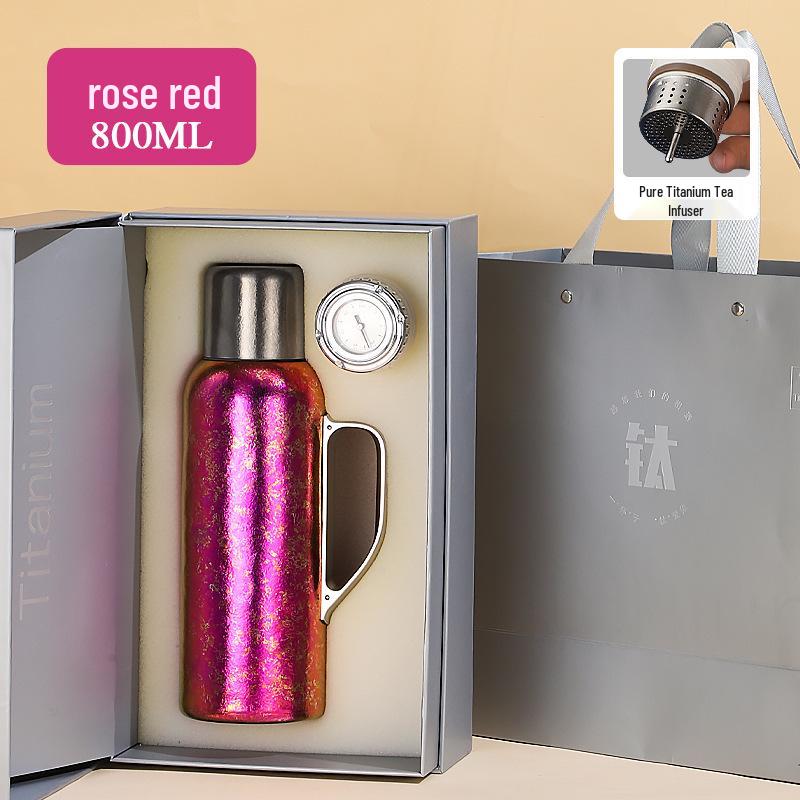 Pure Titanium Thermos Flask with Handle, Thermometer Lid, and Office Tea Brewing Kettle 800 ml
Pure Titanium Thermos Flask with Handle, Thermometer Lid, and Office Tea Brewing Kettle 800 ml