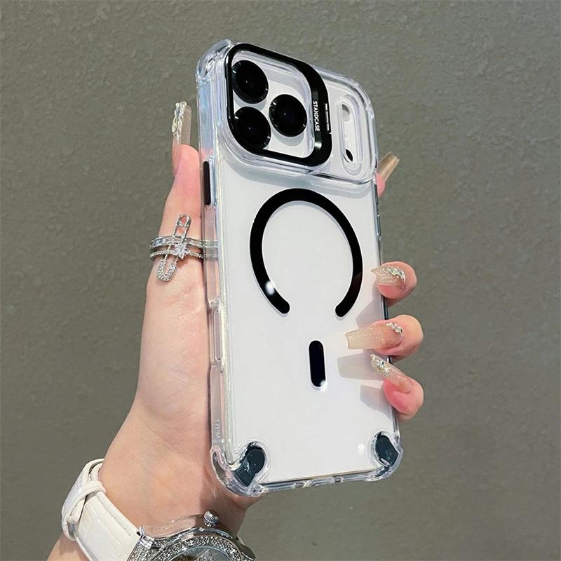 Luxury Magnetic Clear Magsafe Phone Case For iPhone 17 Pro Max 17Air 17Pro Glass Lens Protector Stand Anti-Drop Bumper Cover iPhone17 Pro Max
Luxury Magnetic Clear Magsafe Phone Case For iPhone 17 Pro Max 17Air 17Pro Glass Lens Protector Stand Anti-Drop Bumper Cover iPhone17 Pro Max