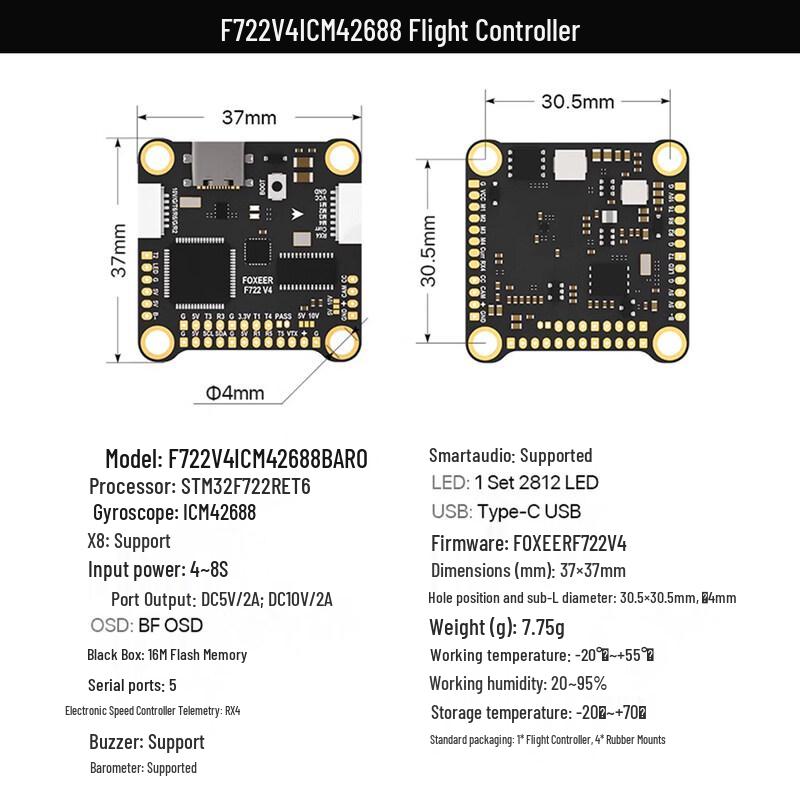 Контролер польоту FOXEER F722 V4 MPU42688
Контролер польоту FOXEER F722 V4 MPU42688