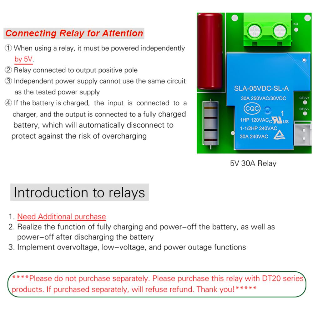 5V 30A Time Delay Relay for Use with For DT20W Battery Meters Offering Automatic Power Off and Voltage Protection China Mainland
5V 30A Time Delay Relay for Use with For DT20W Battery Meters Offering Automatic Power Off and Voltage Protection China Mainland