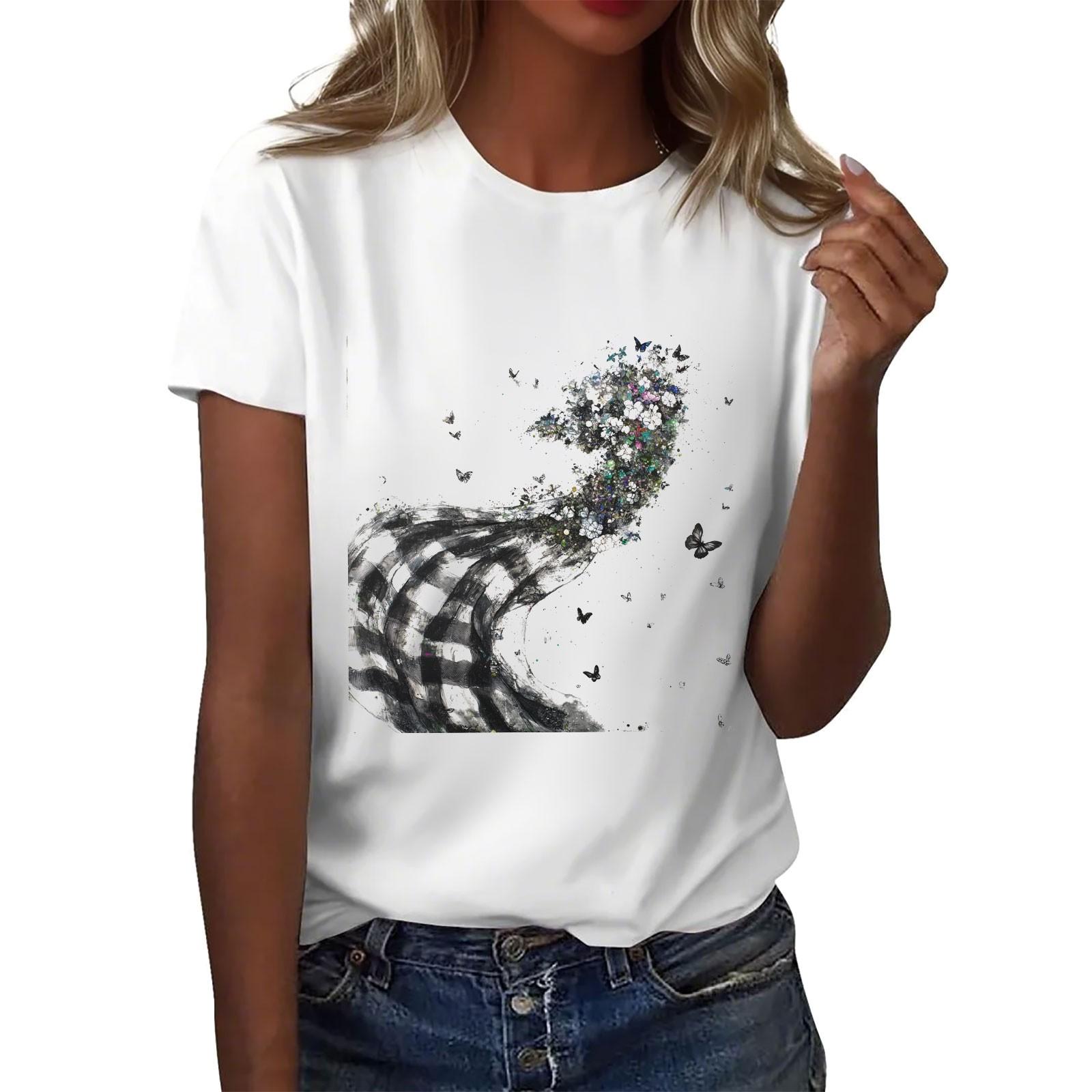 Жіноча повсякденна футболка з круглим вирізом і короткими рукавами XL білий
Жіноча повсякденна футболка з круглим вирізом і короткими рукавами XL білий