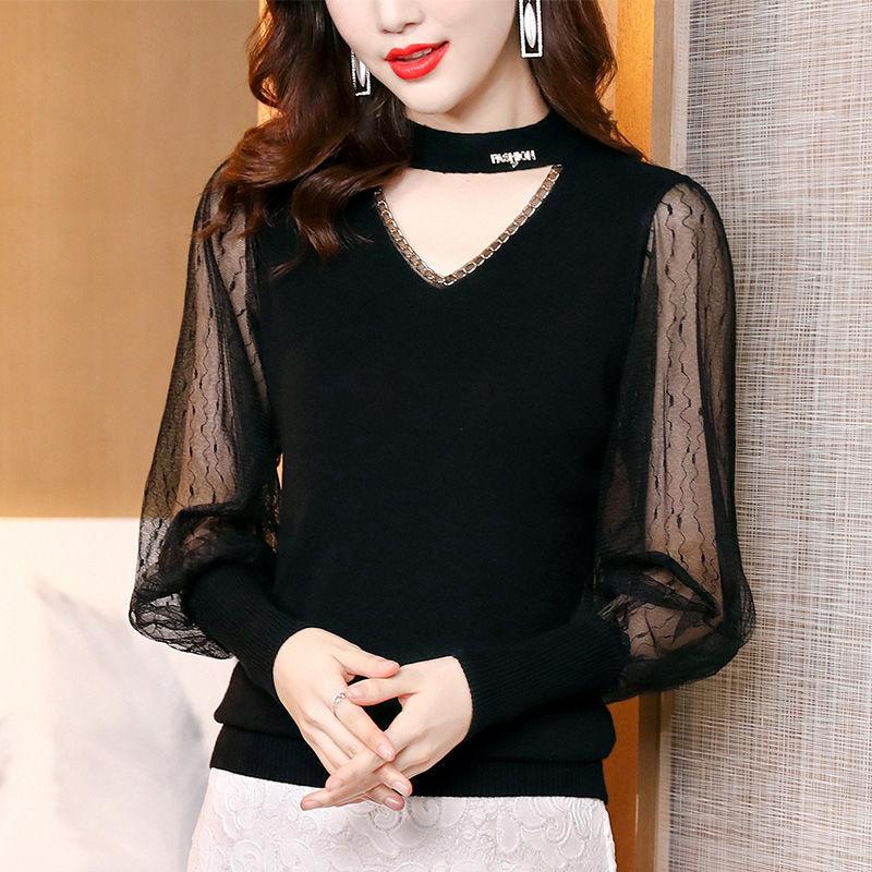 Модная блузка из кружева и сетки, женская одежда, полувысокий воротник с вырезом, весна-осень, цепочка, однотонная, универсальная, свободная рубашка 4XL чёрный
Модная блузка из кружева и сетки, женская одежда, полувысокий воротник с вырезом, весна-осень, цепочка, однотонная, универсальная, свободная рубашка 4XL чёрный