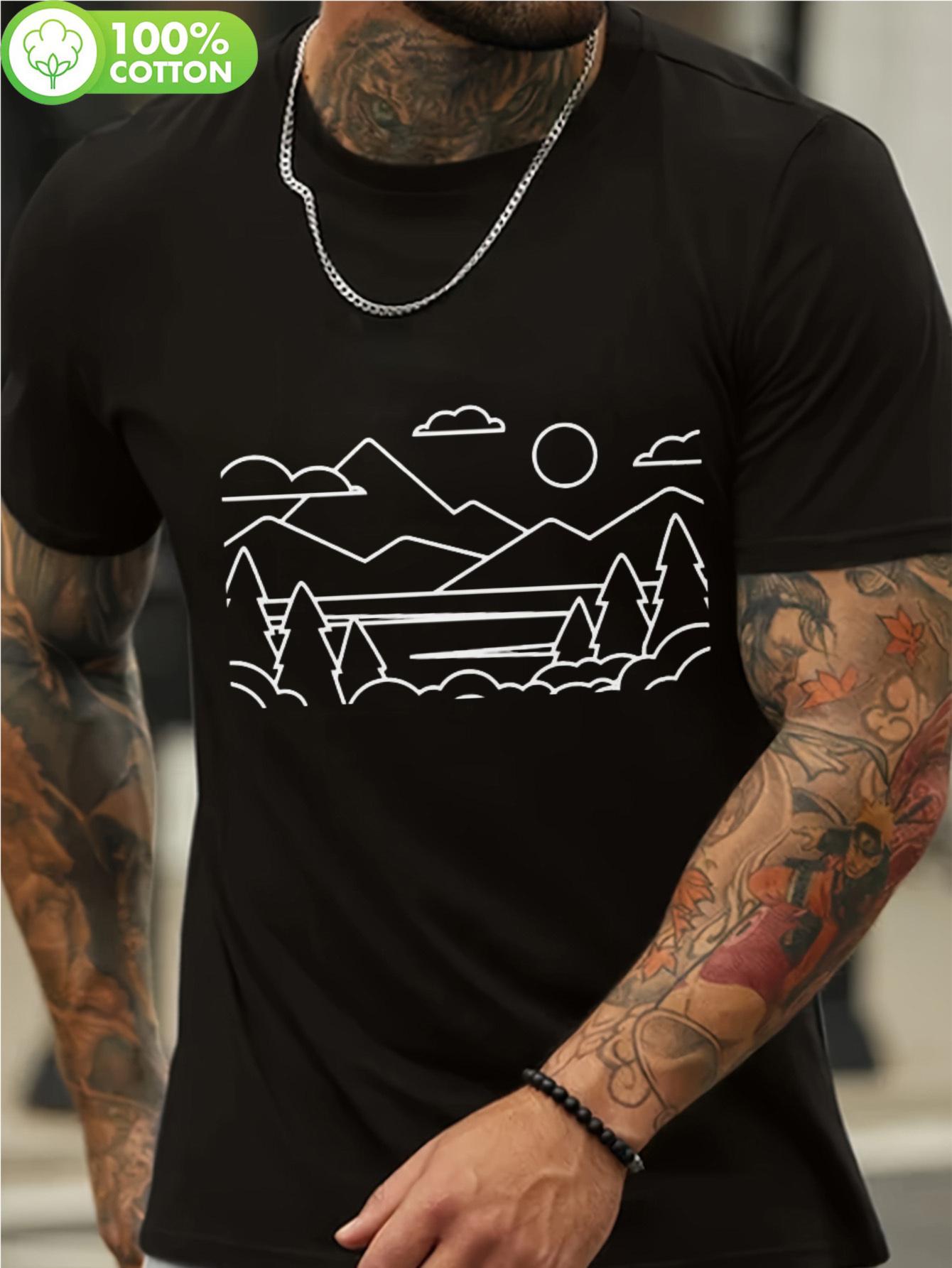 Casual Crew Neck Short Sleeve T-shirt - Nature Life Tree & Sun Mountain Graphic Print XXL
Casual Crew Neck Short Sleeve T-shirt - Nature Life Tree & Sun Mountain Graphic Print XXL