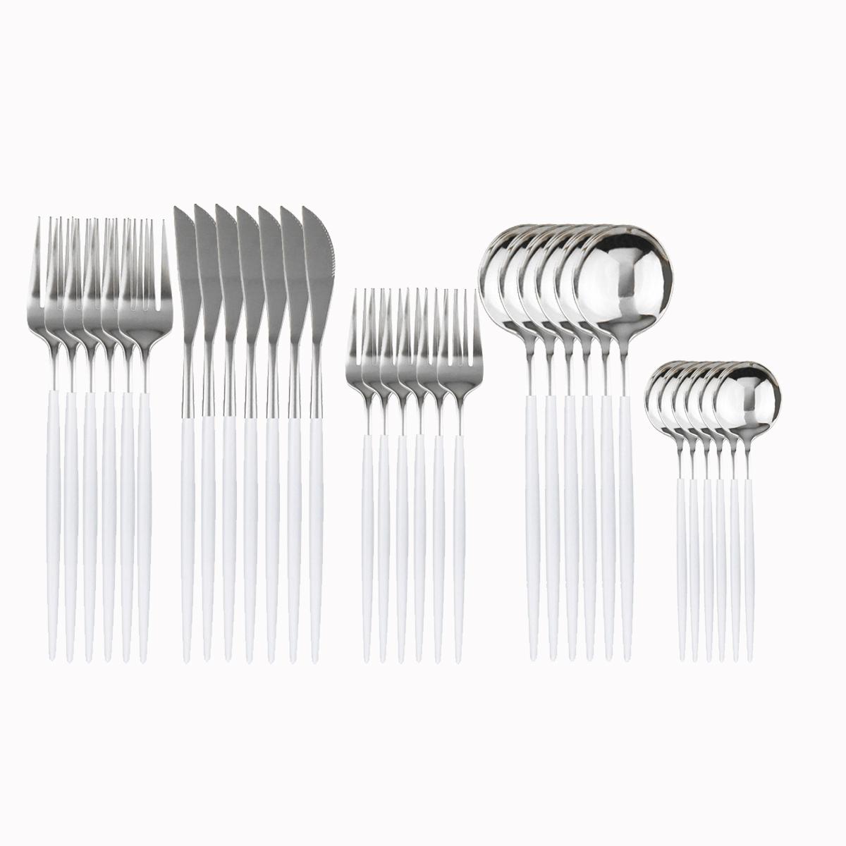 30 шт. элегантный набор столовых приборов из нержавеющей стали 18/10, розовое золото, нож, десертная вилка, ложка, столовая посуда для вечеринки, ужин, набор столовых приборов белый/серебряный
30 шт. элегантный набор столовых приборов из нержавеющей стали 18/10, розовое золото, нож, десертная вилка, ложка, столовая посуда для вечеринки, ужин, набор столовых приборов белый/серебряный