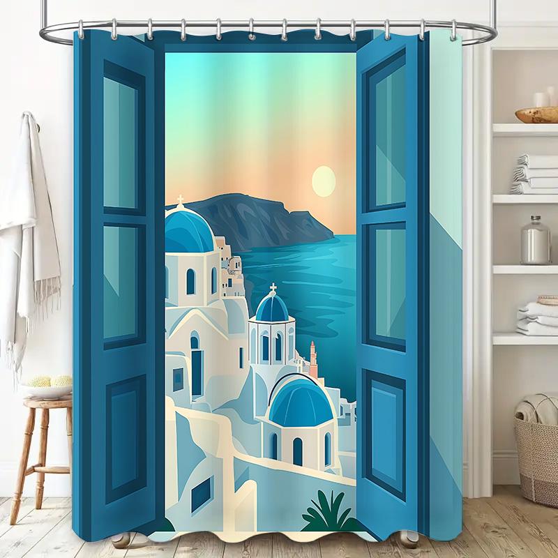 Blue Domes By The Sea - Greek Island View Shower Curtain - Brighten Your Bathroom With This Vibrant And Scenic Design Easy-Clean W60H190(CM)-1 Pcs
Blue Domes By The Sea - Greek Island View Shower Curtain - Brighten Your Bathroom With This Vibrant And Scenic Design Easy-Clean W60H190(CM)-1 Pcs