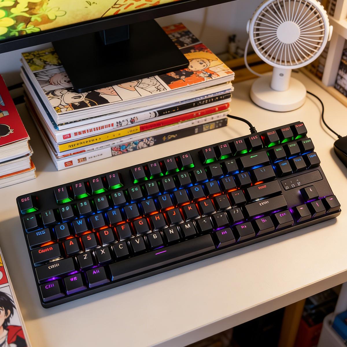 87-Key Wired Mechanical Keyboard with Mixed Lighting - Blue, Red, Brown, or Tea Switches for Office and Gaming Black Wired Mixed Light (Blue Switch)
87-Key Wired Mechanical Keyboard with Mixed Lighting - Blue, Red, Brown, or Tea Switches for Office and Gaming Black Wired Mixed Light (Blue Switch)