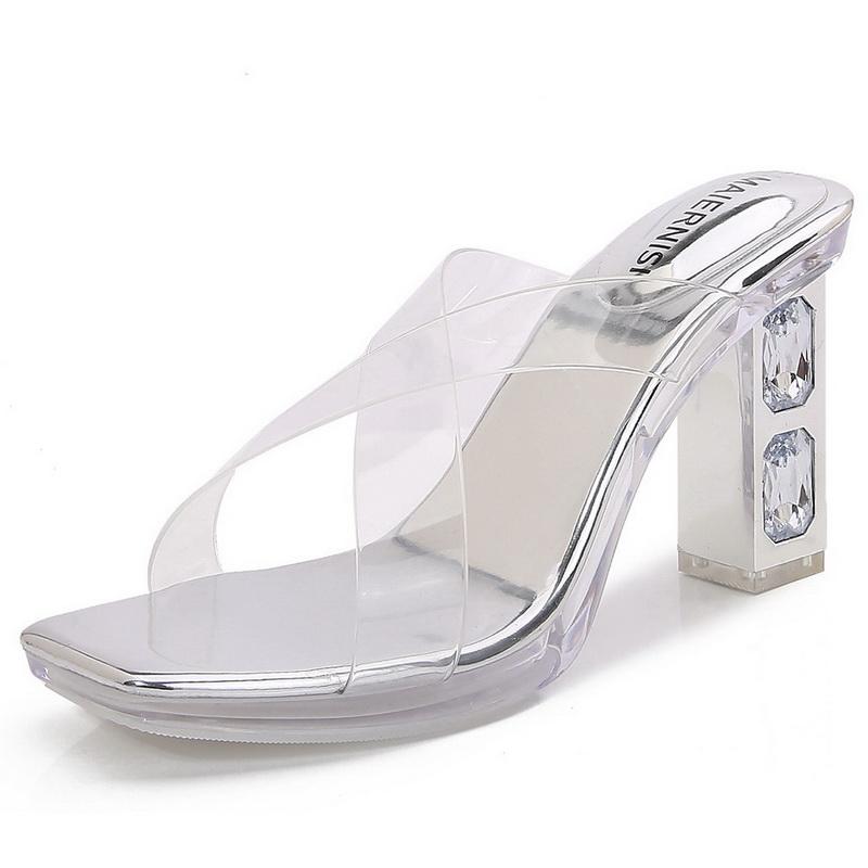 Women Rhinestone High Thick Heel Slide Sandals Transparent Platform Crystal Heel Sandals for Office Nightclub Party Pub Banquet 43 срібний
Women Rhinestone High Thick Heel Slide Sandals Transparent Platform Crystal Heel Sandals for Office Nightclub Party Pub Banquet 43 срібний