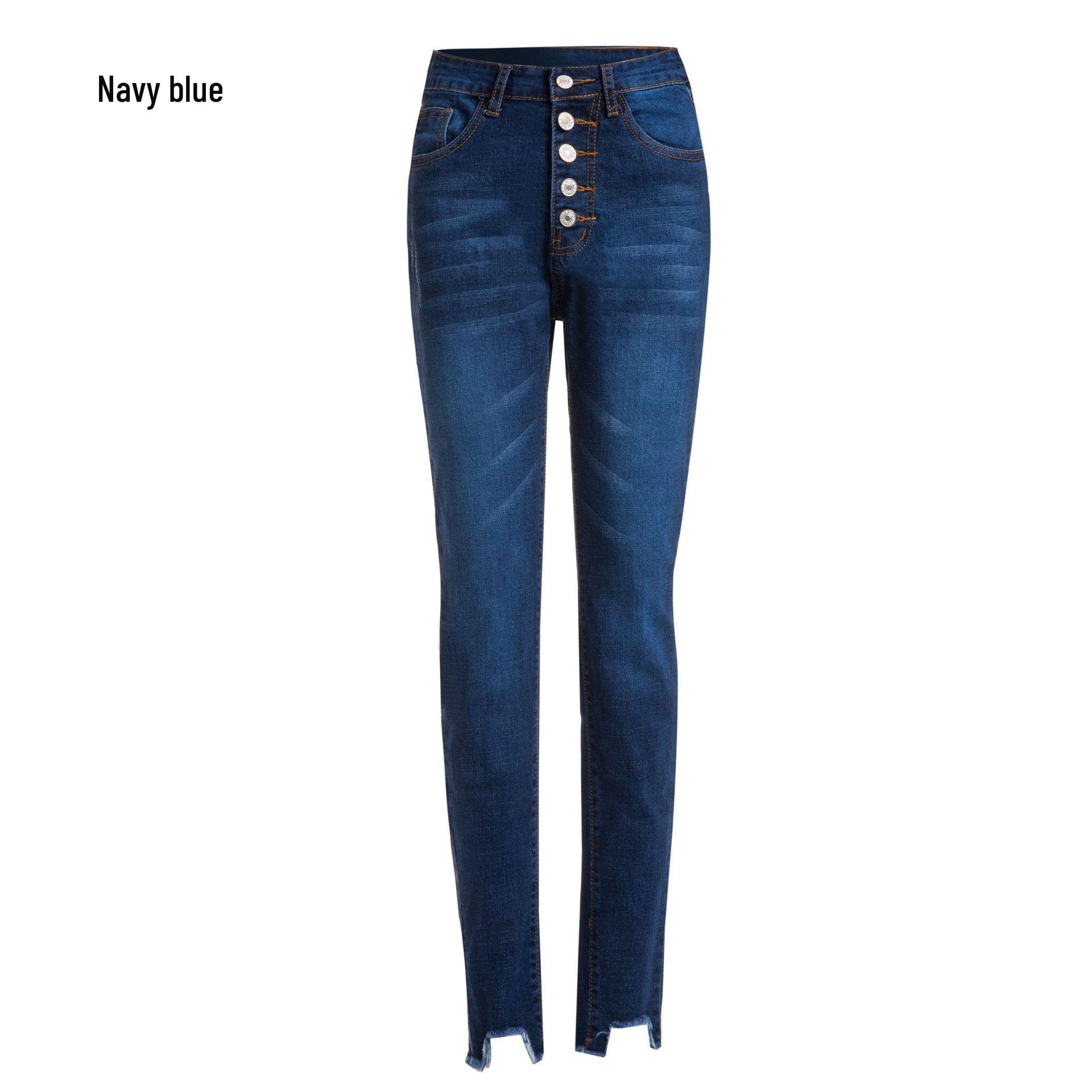2019 Spring European & American High Waist 5-Button Elastic Skinny Pants with Ripped Hem XL темно-синий
2019 Spring European & American High Waist 5-Button Elastic Skinny Pants with Ripped Hem XL темно-синий