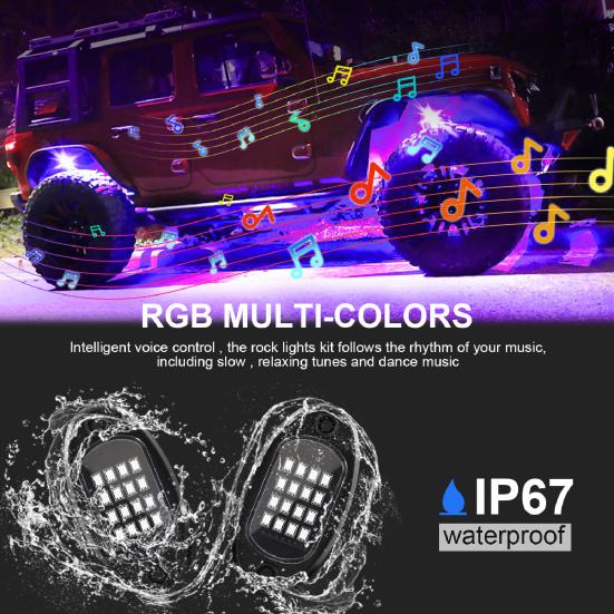 4-Pods светодиодные рок-фонари с Bluetooth-совместимым управлением, декоративный подсвеченный рок-фонарь для автомобилей
4-Pods светодиодные рок-фонари с Bluetooth-совместимым управлением, декоративный подсвеченный рок-фонарь для автомобилей