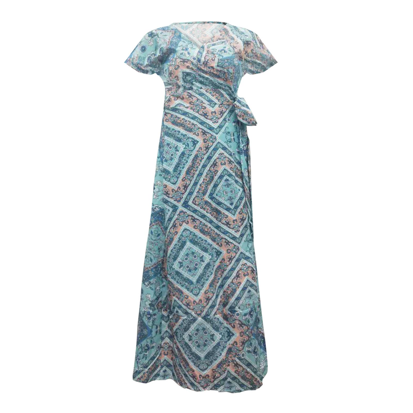 Women s Summer Boho Floral Print Maxi Dress, V Neck Ruffle Short Sleeve Wrap Tie Waist High Slit Sexy Beach Vacation Casual Long Dress XXL темно-синього кольору
Women s Summer Boho Floral Print Maxi Dress, V Neck Ruffle Short Sleeve Wrap Tie Waist High Slit Sexy Beach Vacation Casual Long Dress XXL темно-синього кольору