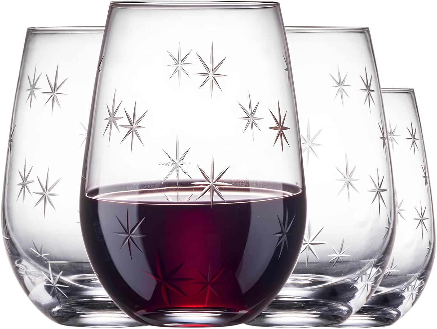 Hand Cut Stemless Wine Glass Set of 4, 18 oz Crystal Tumblers for Red/White Wine & Water
Hand Cut Stemless Wine Glass Set of 4, 18 oz Crystal Tumblers for Red/White Wine & Water