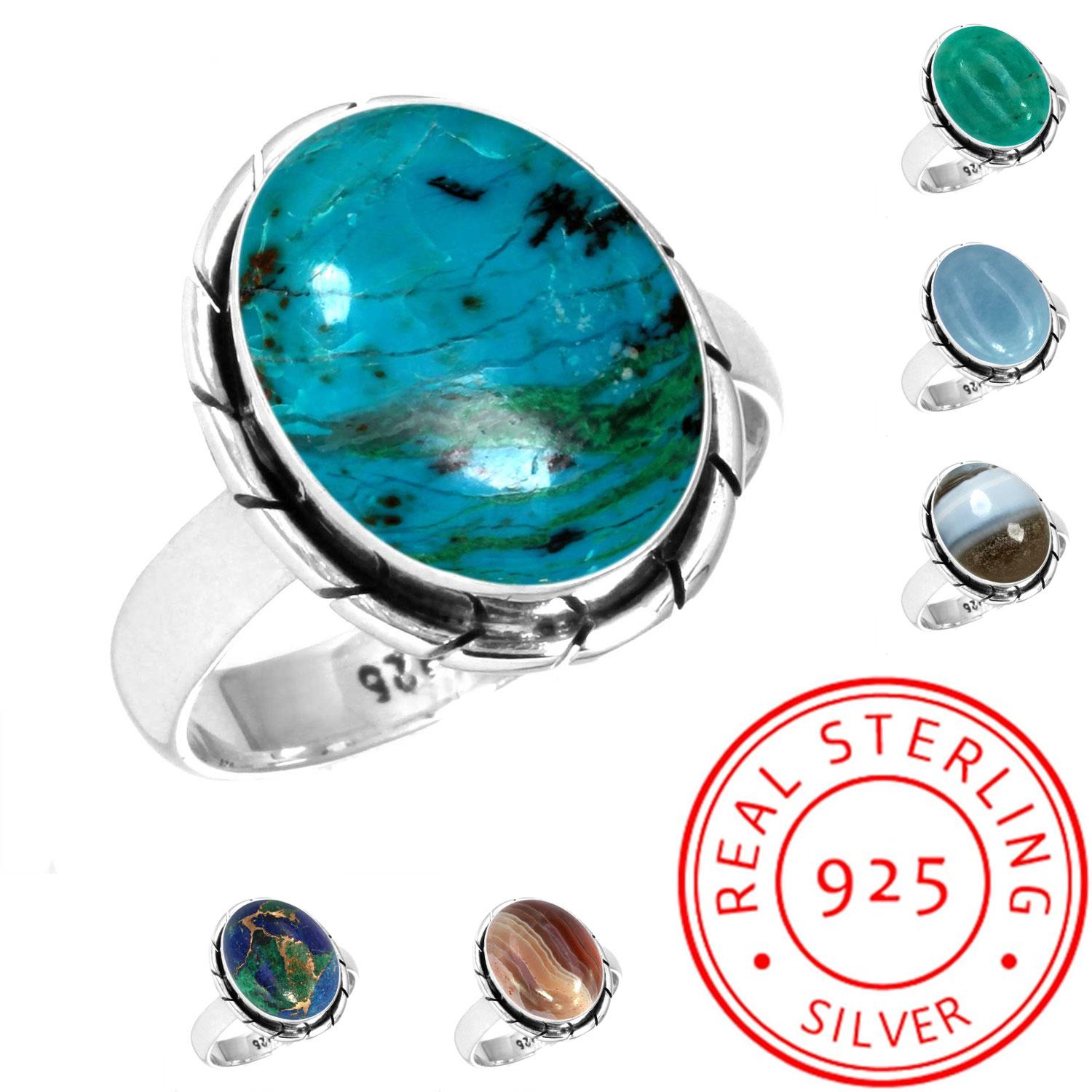 925 Sterling Silver Ring Women Gemstone Handmade Jewelry Engagement Gift Amazonite Angelite Blue Opal Botswana Agate Mohave Azurite Chrysocolla 11
925 Sterling Silver Ring Women Gemstone Handmade Jewelry Engagement Gift Amazonite Angelite Blue Opal Botswana Agate Mohave Azurite Chrysocolla 11