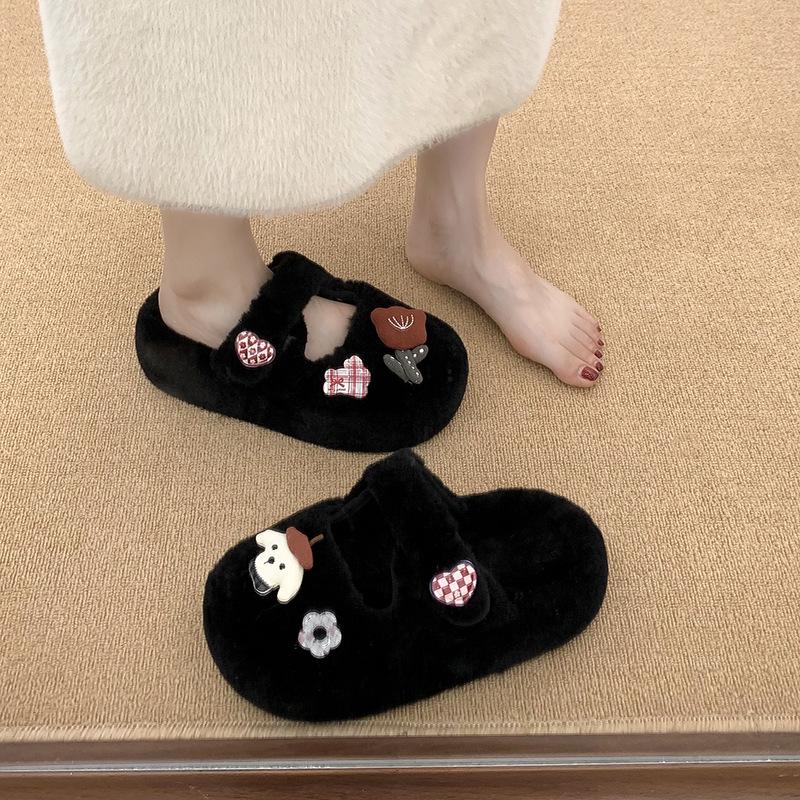 Cartoon cute bag head half slippers women wear autumn and winter new thick bottom non-slip warm plush cotton slippers tide 40 чорний
Cartoon cute bag head half slippers women wear autumn and winter new thick bottom non-slip warm plush cotton slippers tide 40 чорний
