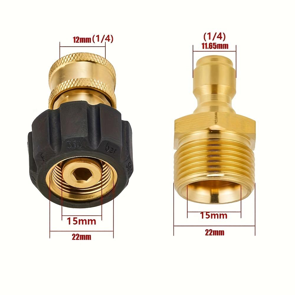 M22 14mm/15mm to 1/4 Quick Connect Adapters, 5000PSI High-Pressure Kit for Hose & Gun Accessories
M22 14mm/15mm to 1/4 Quick Connect Adapters, 5000PSI High-Pressure Kit for Hose & Gun Accessories