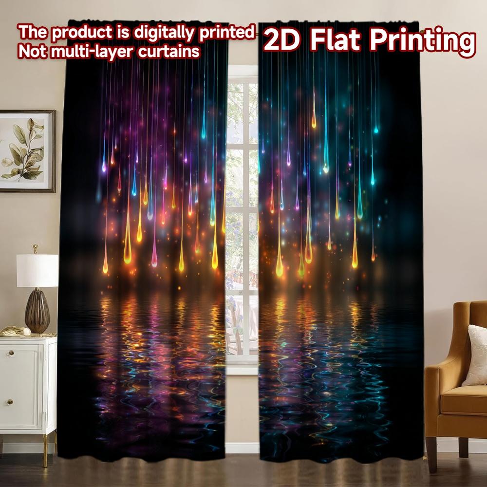 Set Of 2 Flat Printing Curtains Without Rod Colorful Droplets Black Background Fashionable Chic Fabric Curtain Polyester W100*H70(CM)-Grommet top&1PCS
Set Of 2 Flat Printing Curtains Without Rod Colorful Droplets Black Background Fashionable Chic Fabric Curtain Polyester W100*H70(CM)-Grommet top&1PCS