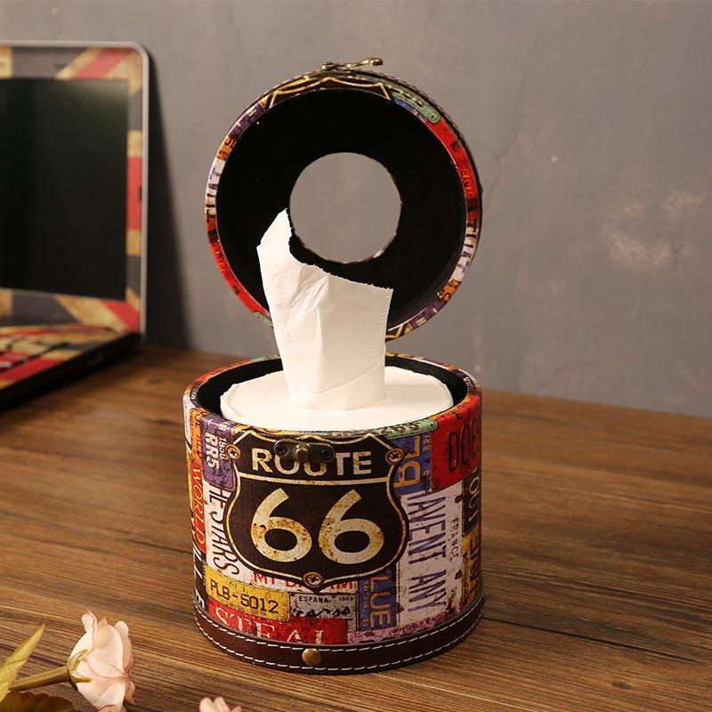 Большая цилиндрическая коробка для салфеток в виде рисового флага, европейская креативная домашняя ретро-коробка для салфеток, держатель для салфеток в машину, держатель для салфеток в машину