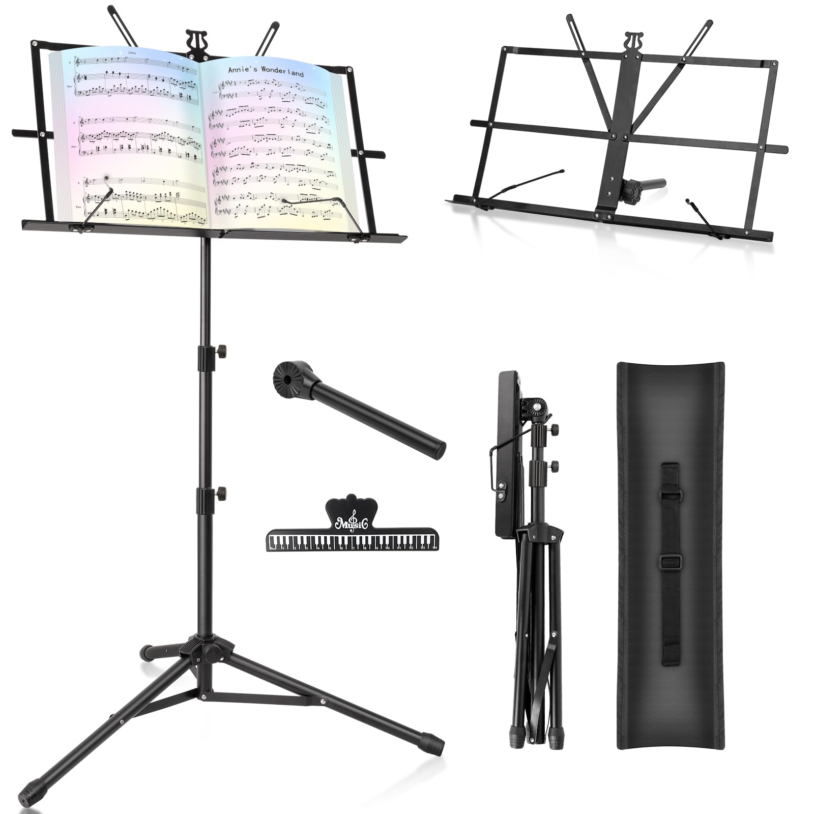New Bee Music Stand Folding Music Score Stand Height Adjustable Desktop Stand with Music Clip and Storage Bag Black MS21 70-135cm
New Bee Music Stand Folding Music Score Stand Height Adjustable Desktop Stand with Music Clip and Storage Bag Black MS21 70-135cm