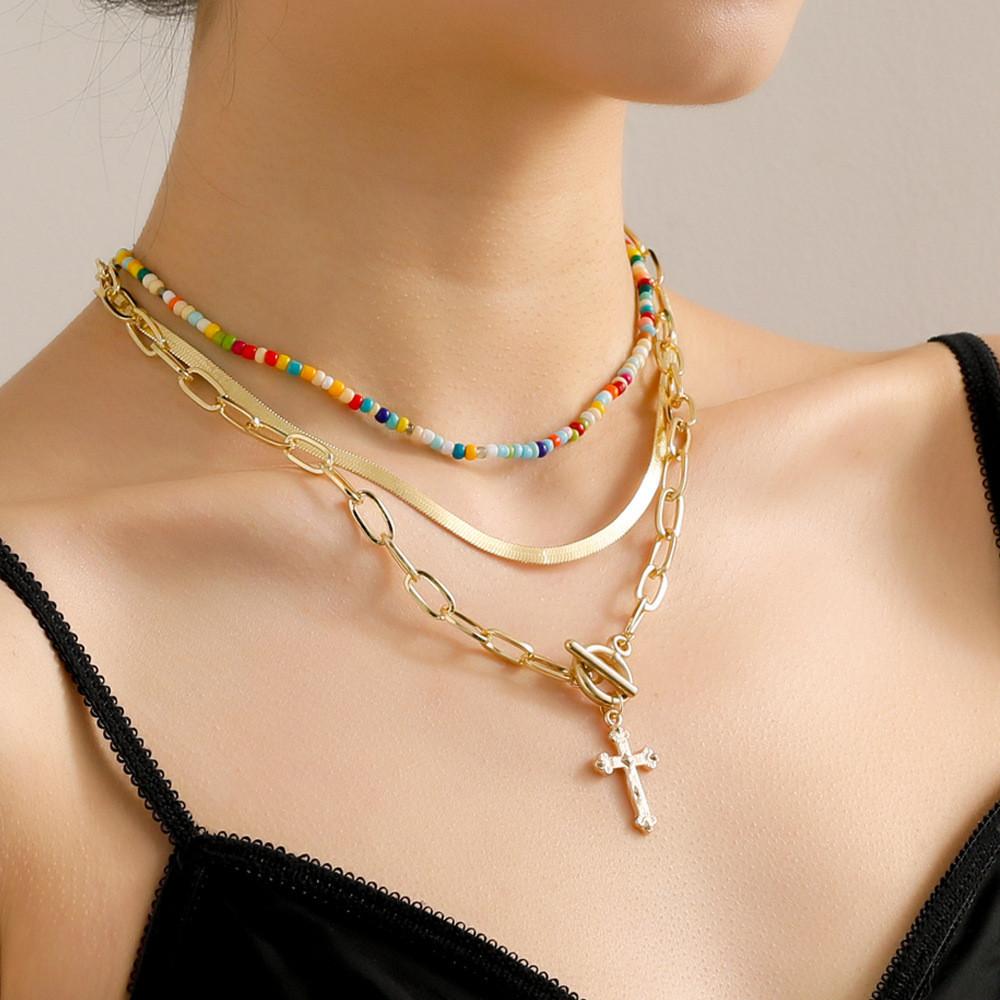 Stunning Cross Pendant Necklace Set With Geometric Design And Elegant Layered Style For Women
Stunning Cross Pendant Necklace Set With Geometric Design And Elegant Layered Style For Women