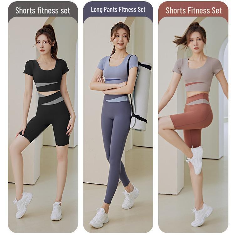 Nude-Feel Colorblock Short-Sleeve Crop Top & Hip-Lifting Yoga Set for Women - Spring/Summer Fitness Wear Large
Nude-Feel Colorblock Short-Sleeve Crop Top & Hip-Lifting Yoga Set for Women - Spring/Summer Fitness Wear Large