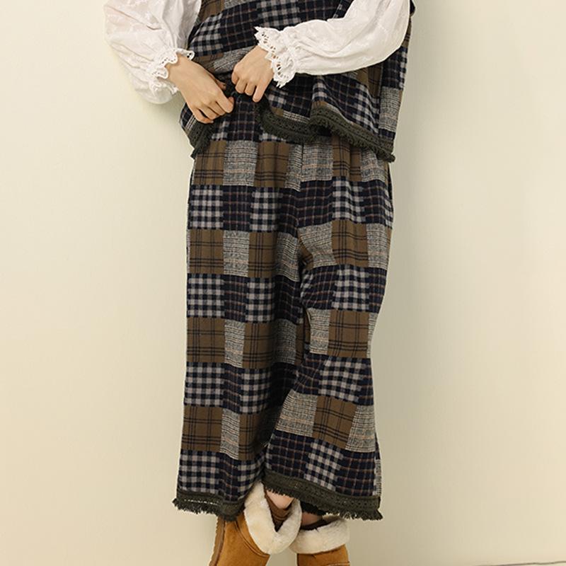 2025 Autumn Japanese Retro Plaid Tassel Lace Vest & Wide-Leg Pants Set One Size
2025 Autumn Japanese Retro Plaid Tassel Lace Vest & Wide-Leg Pants Set One Size