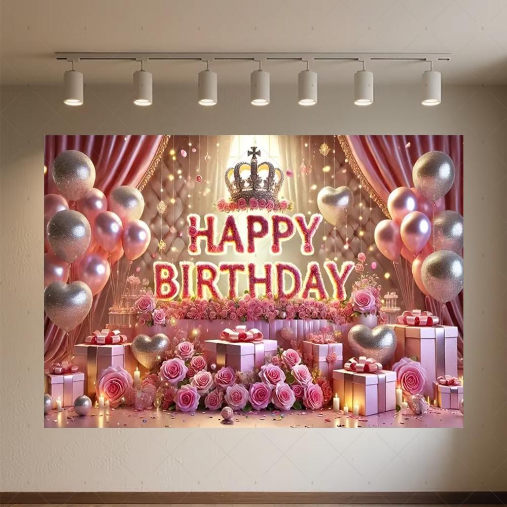 Crown Pink Balloons Background Banner Girls Birthday Party Decorations Flower Photography Backdrop Supplies Photo Shoot Props 90x60 CM
Crown Pink Balloons Background Banner Girls Birthday Party Decorations Flower Photography Backdrop Supplies Photo Shoot Props 90x60 CM