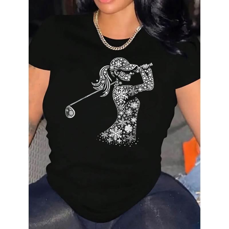 Women s Snowflake & Golfer Graphic Print Tee Short Sleeve Round Neck Casual Golf Sports Top 4XL чорний
Women s Snowflake & Golfer Graphic Print Tee Short Sleeve Round Neck Casual Golf Sports Top 4XL чорний