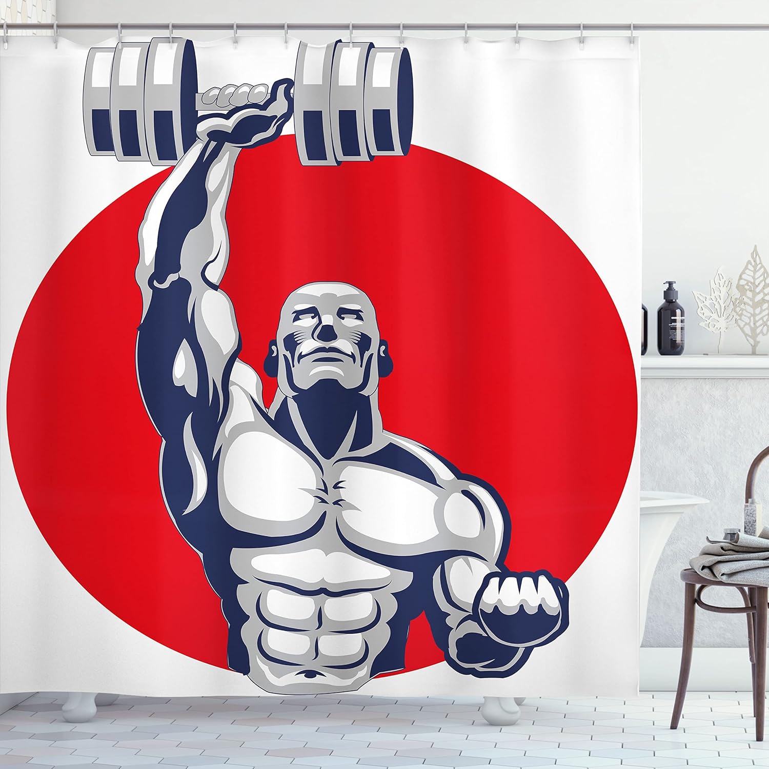 Strong Athlete Weightlifting Shower Curtain Red Circle Background Bodybuilding Art Gym Motivation Waterproof Bath Linen Home W60H190(CM)-1 Pcs
Strong Athlete Weightlifting Shower Curtain Red Circle Background Bodybuilding Art Gym Motivation Waterproof Bath Linen Home W60H190(CM)-1 Pcs