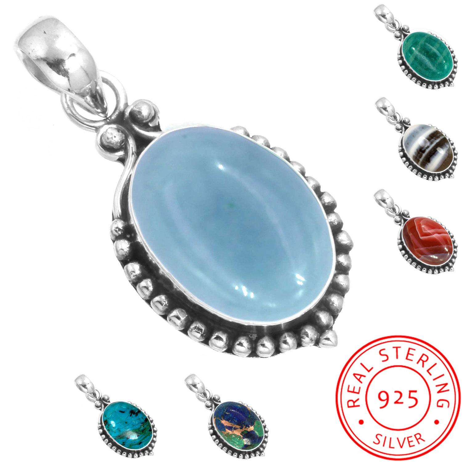 925 Sterling Silver Pendant Women Gemstone Handmade Jewelry Mothers Day Gift Amazonite Angelite Blue Opal Botswana Agate Mohave Azurite Chrysocolla
925 Sterling Silver Pendant Women Gemstone Handmade Jewelry Mothers Day Gift Amazonite Angelite Blue Opal Botswana Agate Mohave Azurite Chrysocolla