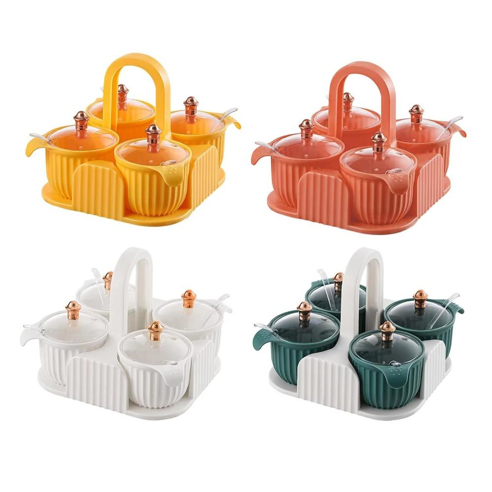 4 Grid Seasoning Bottle with Handle Condiment Jar Kitchen Storage Supplies помаранчевий 
4 Grid Seasoning Bottle with Handle Condiment Jar Kitchen Storage Supplies помаранчевий