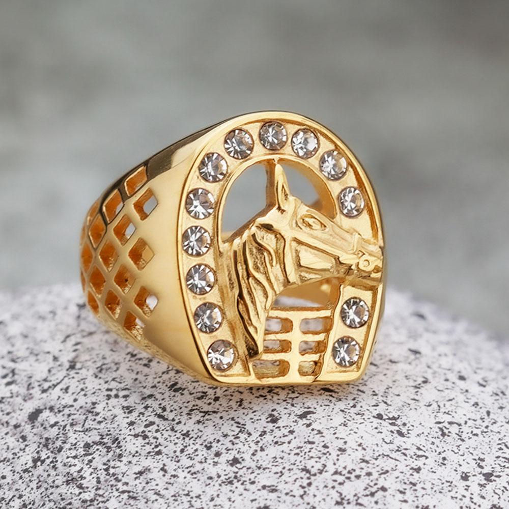 European and American Retro Hip-hop HIPHOP Jewellery Titanium Steel Diamond Horse Head Men s Ring 13
European and American Retro Hip-hop HIPHOP Jewellery Titanium Steel Diamond Horse Head Men s Ring 13