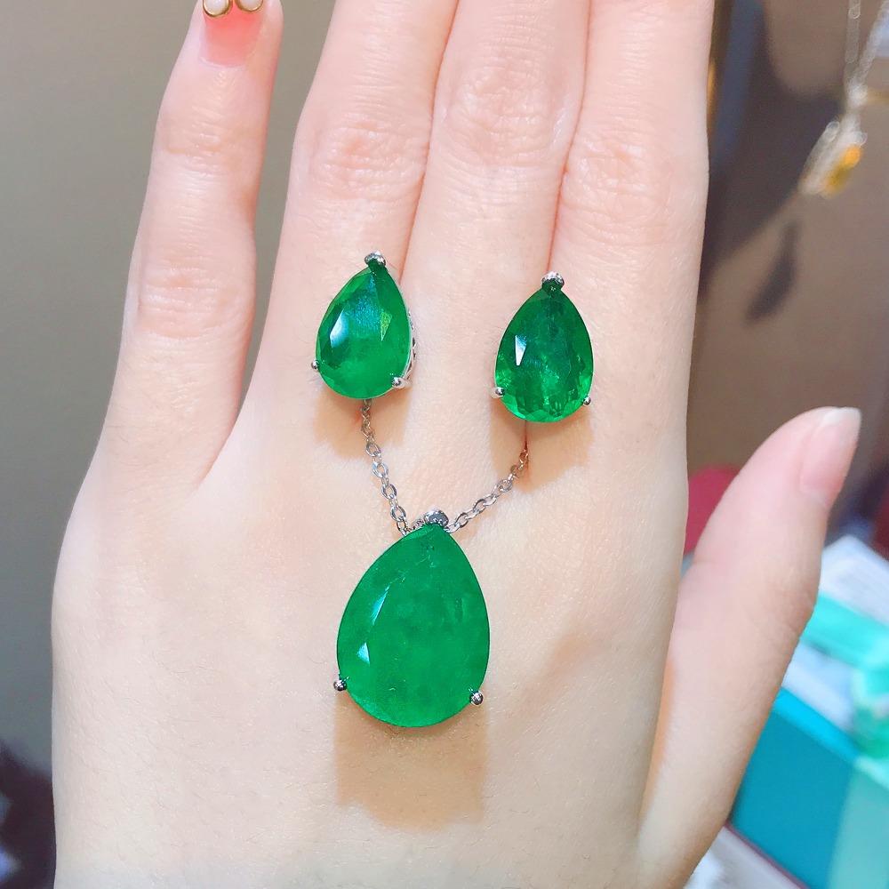Women Jewelry Set Emerald Paraiba Pear Drop Earrings Pendant Simple Elegant Dainty Necklace Earrings
Women Jewelry Set Emerald Paraiba Pear Drop Earrings Pendant Simple Elegant Dainty Necklace Earrings