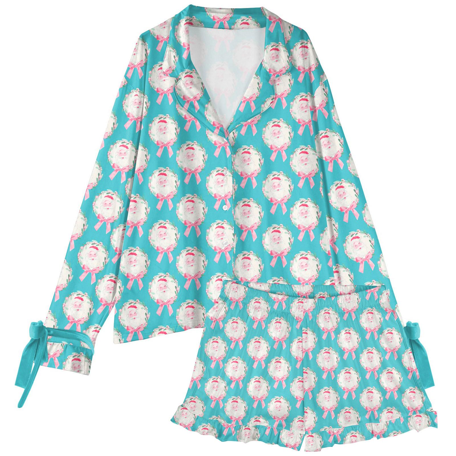 Женский костюм из 2 предметов с принтом, топ на пуговицах с длинными рукавами, широкие брюки, комплект, пижамный домашний повседневный костюм L
Женский костюм из 2 предметов с принтом, топ на пуговицах с длинными рукавами, широкие брюки, комплект, пижамный домашний повседневный костюм L