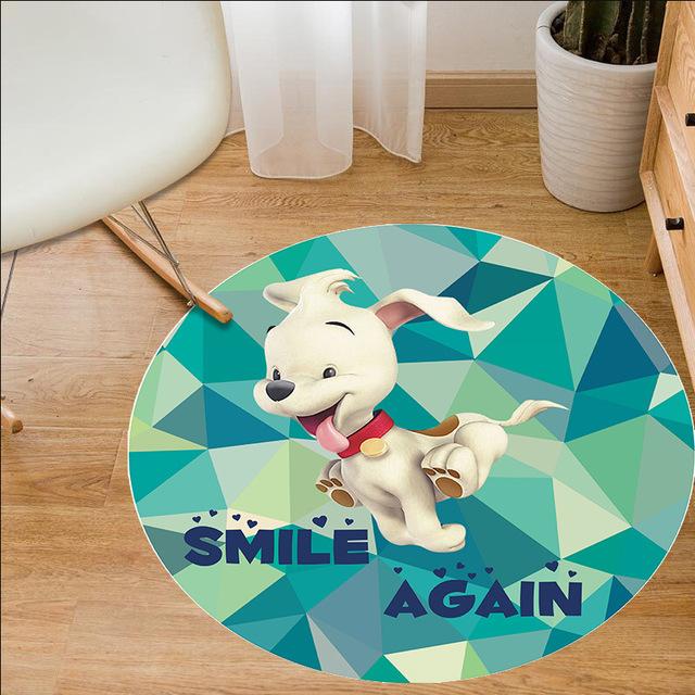 Милый щенок круглый ковер компьютерный стул коврик подвесная корзина коврик принт мультяшный детский ползающий ковер украшение спальни 80cm