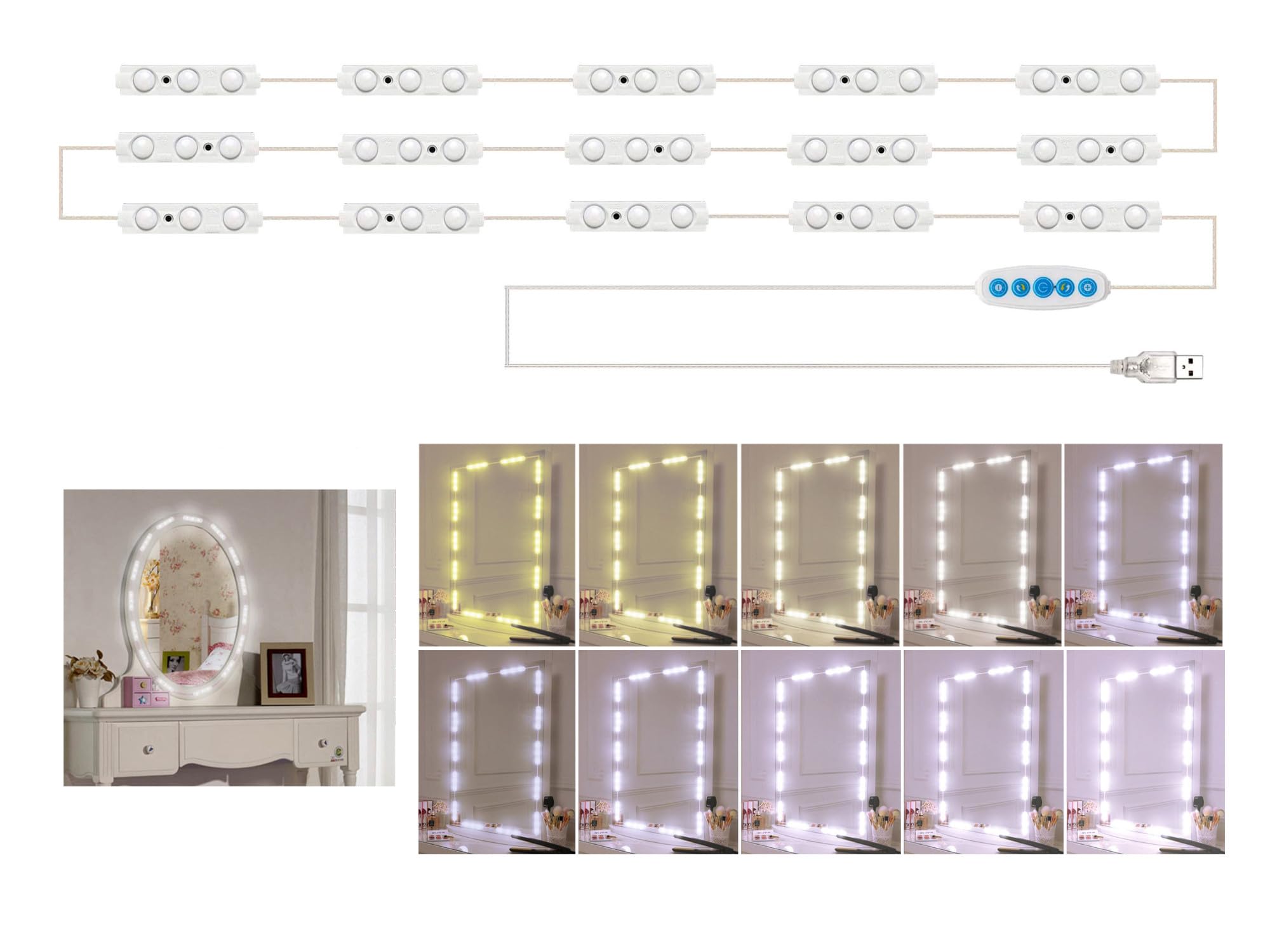 3Randy Светодиодный туалетный столик для макияжа Зеркало голливудской актрисы 3 x 15 5 цветов и яркость Легкий USB для ванной комнаты Туалетный столик Коллекционные фигурки Свет, Свет, Свет, белый
3Randy Светодиодный туалетный столик для макияжа Зеркало голливудской актрисы 3 x 15 5 цветов и яркость Легкий USB для ванной комнаты Туалетный столик Коллекционные фигурки Свет, Свет, Свет, белый