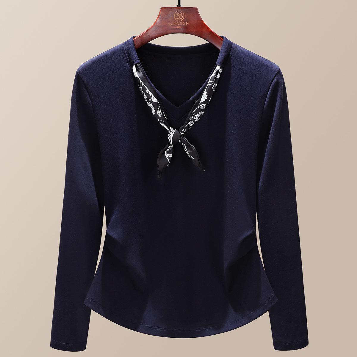 White long-sleeved women s new early autumn silk scarf design sense niche super good-looking temperament top M королевский синий
White long-sleeved women s new early autumn silk scarf design sense niche super good-looking temperament top M королевский синий